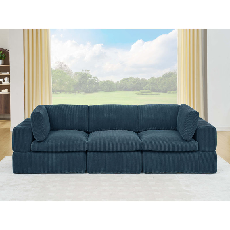 Antwand 108.5'' Corduroy Sofa, Dark Blue