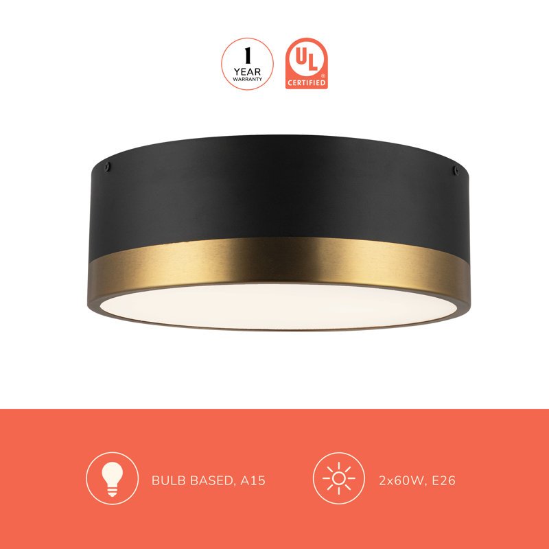 Mossy 2 Light Flush Mount, Aged Gold/Matte Black