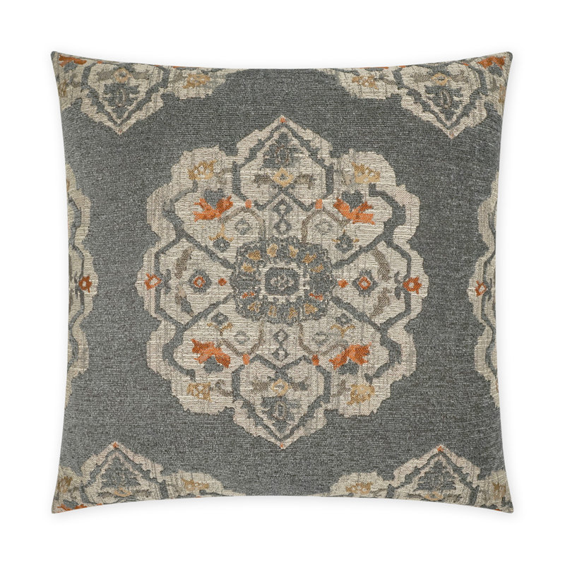 Gathering Pillow Cover & Insert, Grey Floral, Square 24"