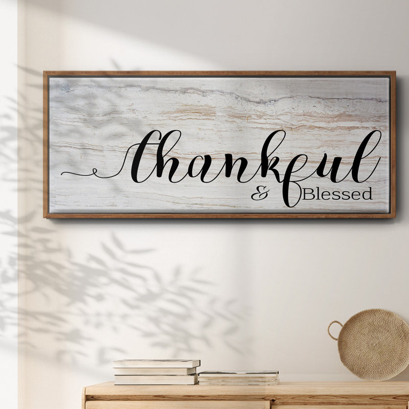 Thankful & Blessed- Framed Canvas, 12" H x 30" W