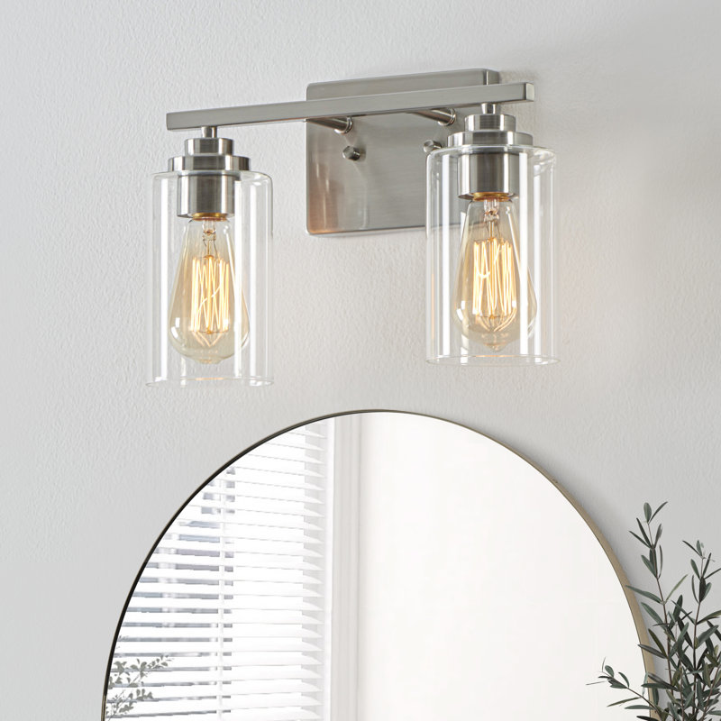 Quitterie - Éclairage pour meuble-lavabo, Nickel brossé, Clear, 2