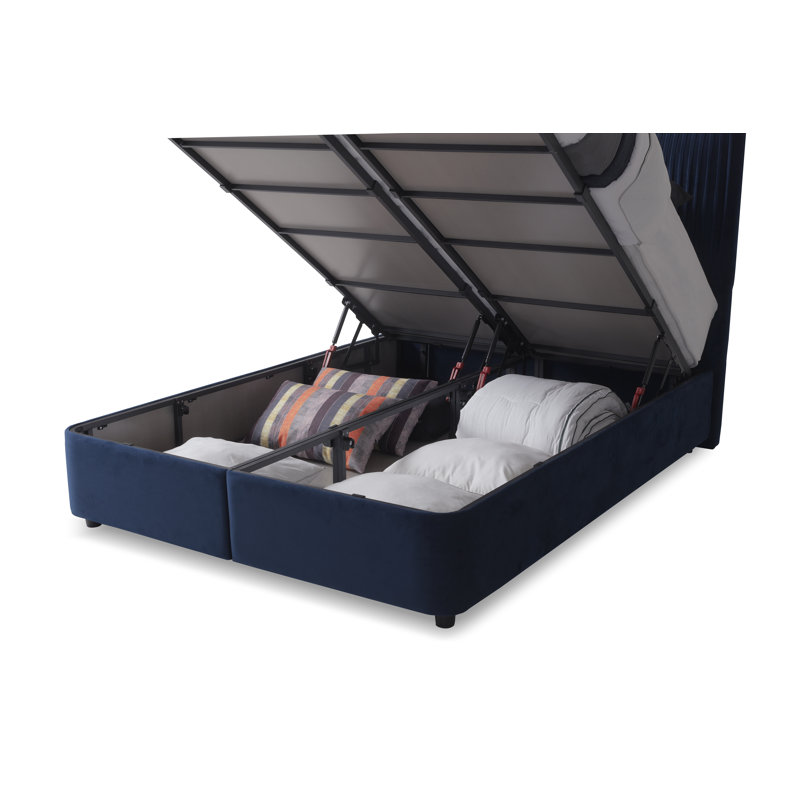 Allisyn Upholstered Ottoman Storage Bed, Super King (6'), Blue