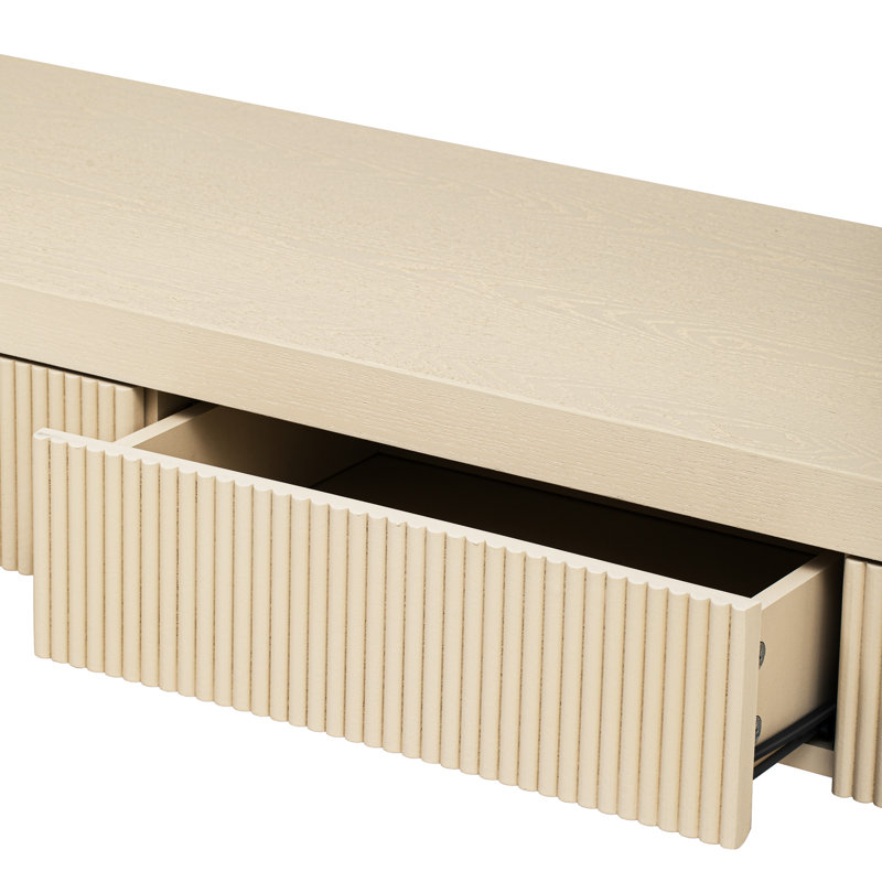 Table de couloir à tiroir cannelée en abricot, placage en bois massif, convient au décor côtier, capacité de table de 220 lb, entrée pour 25 petits espaces, résistance, solidité