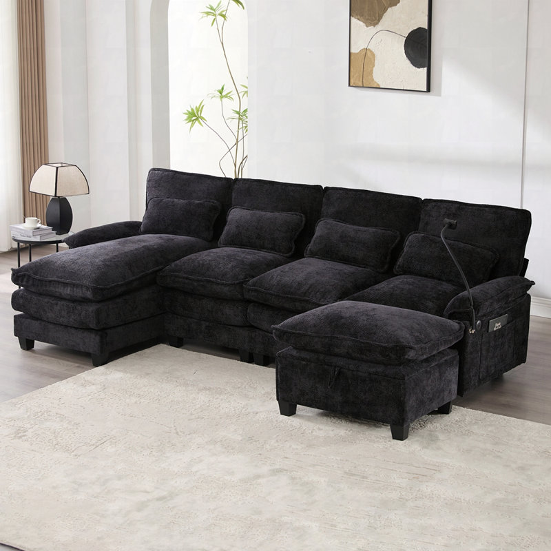 Canapés modulaires rembourrés et confortables, Noir