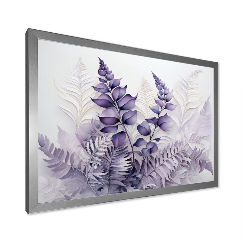 Ferns Violet Dream I - imprimé, H 30 po x l 40 po x P 1,5 po, Cadre simple argenté