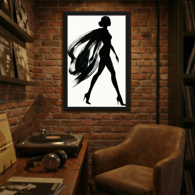 Abstract Silhouette Woman Walking With Flowing Hair