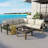 4 Pieces Outdoor Acacia Wood Sofa Set, Woven Mesh Armrests, L-Shaped Patio Furniture Sofa Set With Coffee Table, Outdoor Conversation Set With Beige Cushions And Side Table