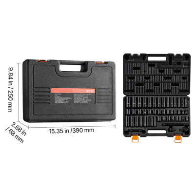 Impact Socket Set, 3/8" Drive, 48-Piece Socket Set, 6-Point Sockets, SAE 5/16"-3/4" and Metric 8-19 mm, 21-22 mm, Easy to Identify, Cr-V Alloy Steel, Extension Bar, Adapter and Storage Cage