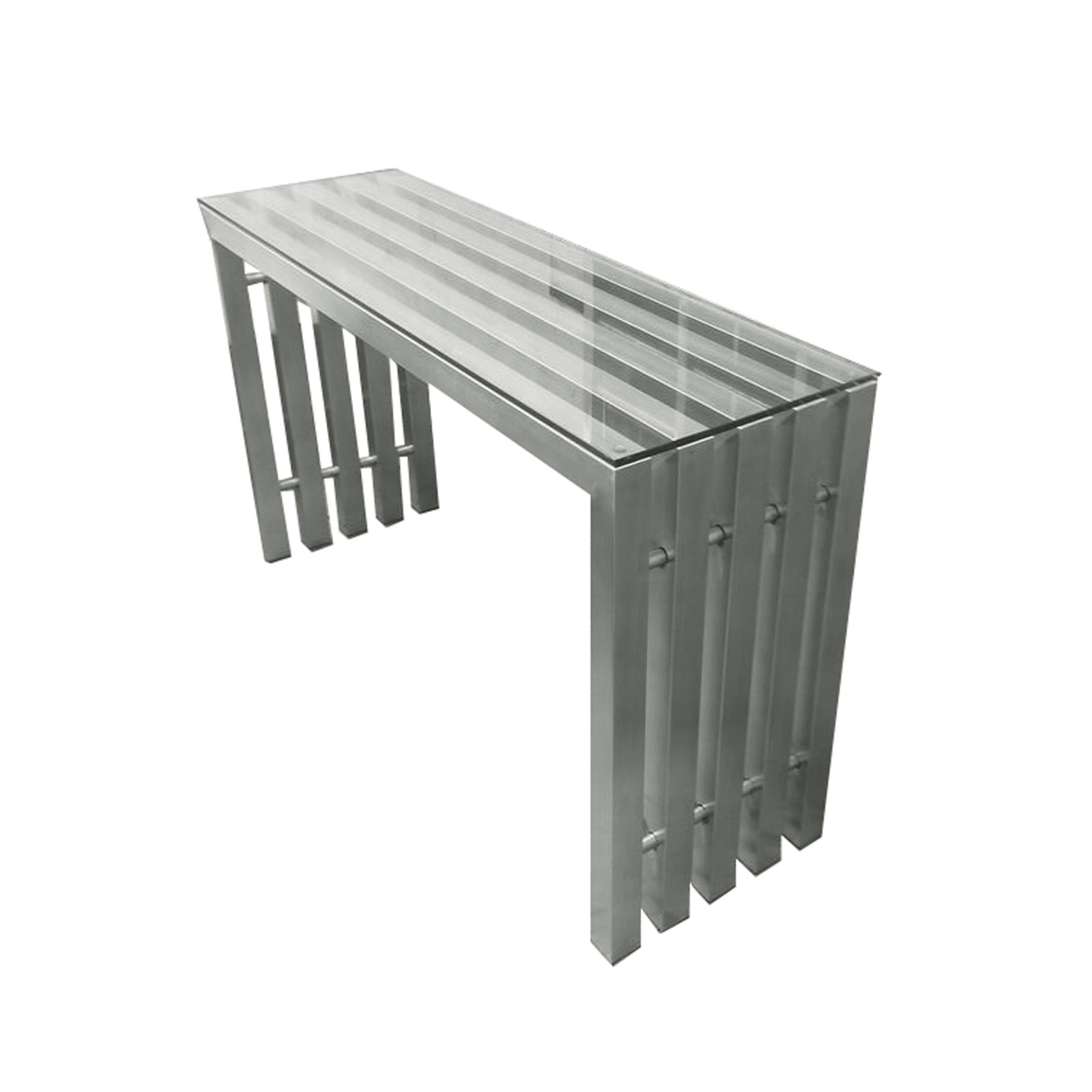 Kine 51'' Console Table, Brushed Metal