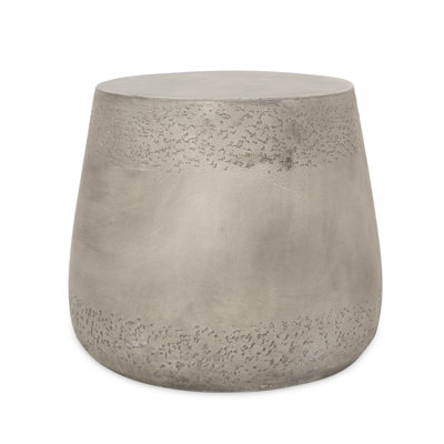 Inspired Side Table - Lightweight Concrete, Drum Shape, No Assembly, 19"X19"X15.94", Gray Shade Concrete In Style Assembly Required, 19X19x15.94,
