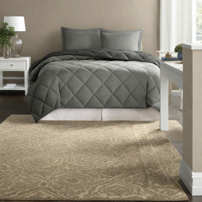 Ensembles de literie confortables, édredon très grand, microfibre de polyester, style matelassé à losanges, réversible pour la chambre à coucher
