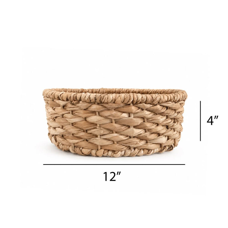Panier à pain Eangee tissé à la main avec pierre chauffante terre cuite, motifs faits à la main, rond, naturel