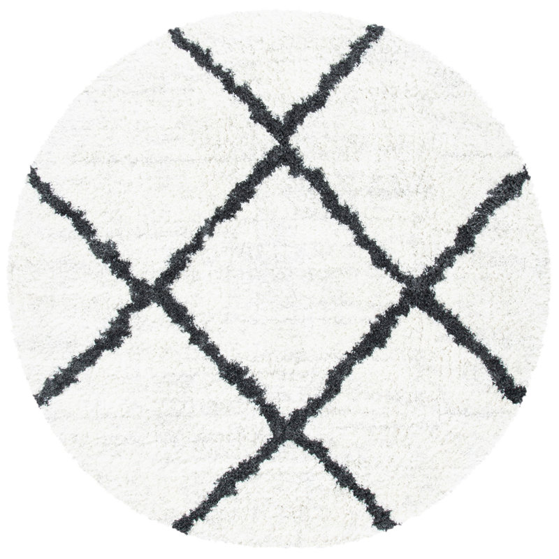 Powe Shag 500 Performance Geometric Rug, Round 6'7"