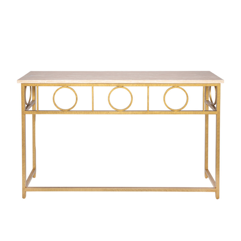 Hampton Console Table, Lite Travertine, Royal Gold