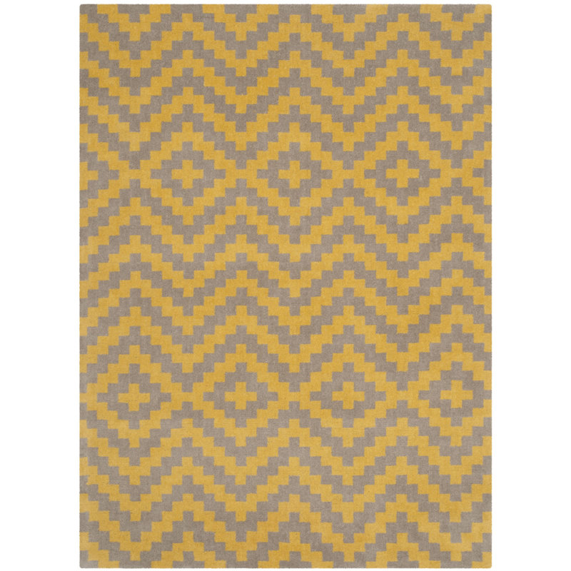 Sanyla Hand Tufted Wool Chevron Rug, Rectangle 5' x 7'