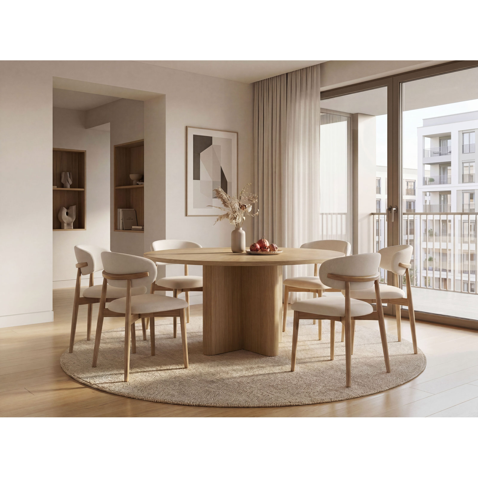 Veroniza Dining Table, 30" H x 62.99" L x 62.99" W, Natural