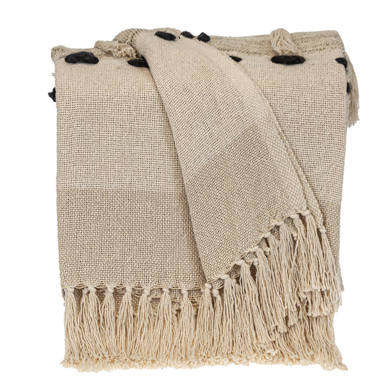 Jeté en coton beige