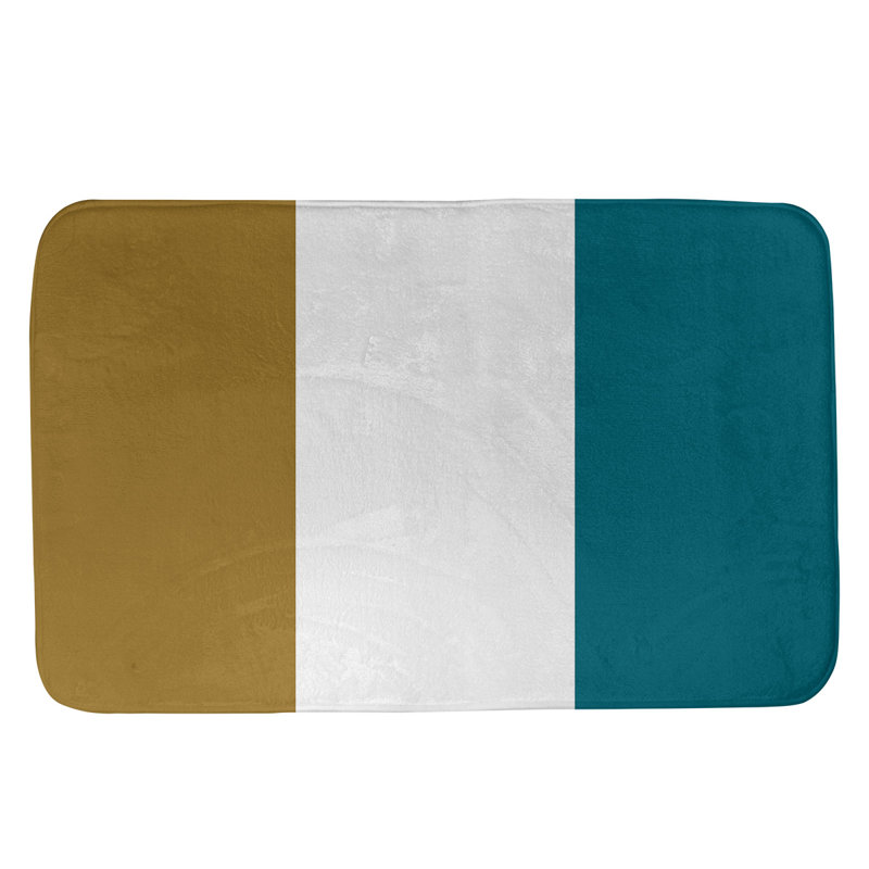 Tapis pour salle de bain Tennessee, l 17 po x L 24 po, Soleil toscan / blanc cassé / bleu océan