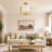 Naida 3-Light Semi-Flush Mount Ceiling Light with Fabric Shade and Gold Finish
