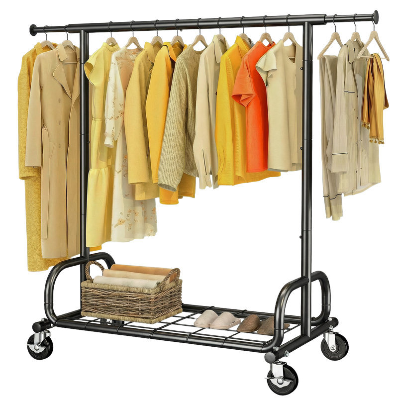 Adjustable Rolling Clothing Rack, Black
