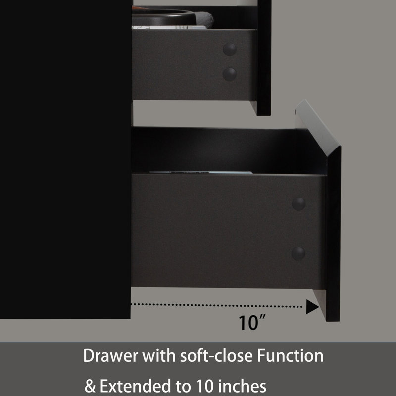 Meuble-lavabo double 72 po Dhruven, Noir lustré