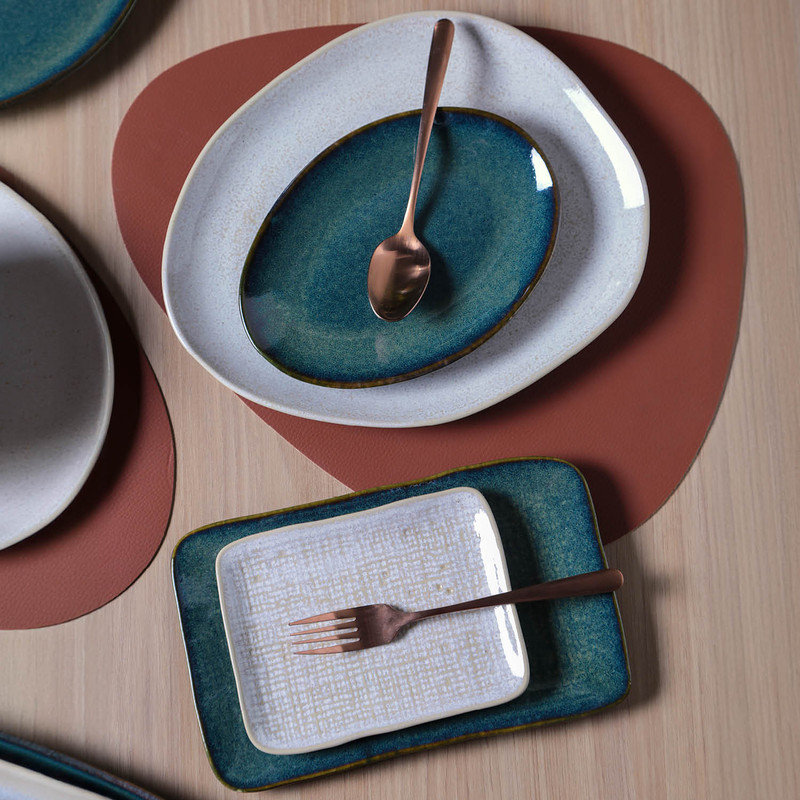 Assiette à sushi en grès 10,63 po Latte Commercial