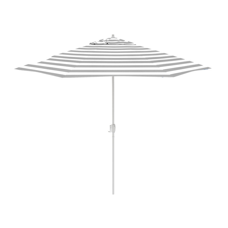 Parasol en aluminium 9 po, Gris, blanc / rayé