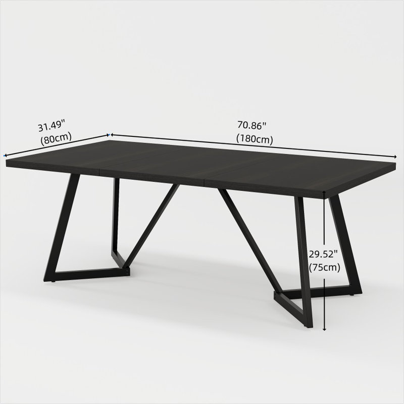 Table de salle à manger 70,86 pouces pour 6 à 8 personnes, Noir