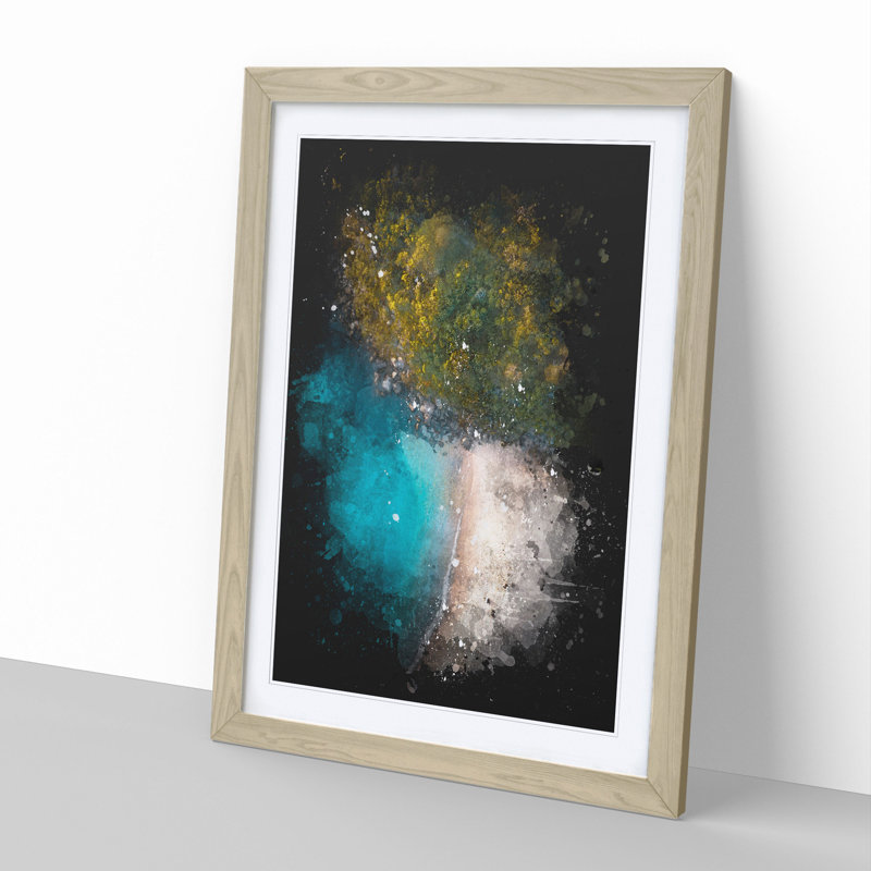 Forest Beach - Picture Frame Graphic Art, 36cm H x 27cm W x 2cm D, Oak