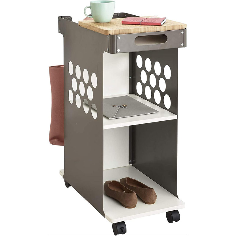 Mini Rolling 2-Compartment Laptop Storage Cart
