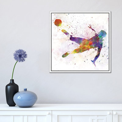 Man Soccer Football Player Flying Kicking V 1 Piece Painting on Canvas