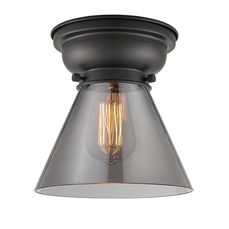 Plafonnier encastré 1 lumière 8 po Aditi Cone, Noir mat, Plaqué couleur fumée, Ampoule non incluse