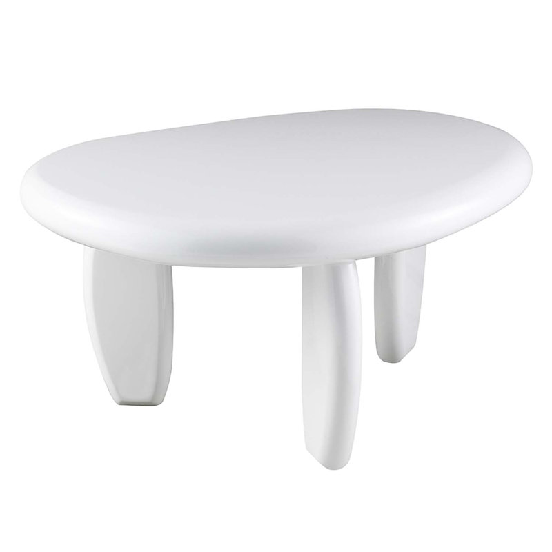Oval End Table, White High Gloss