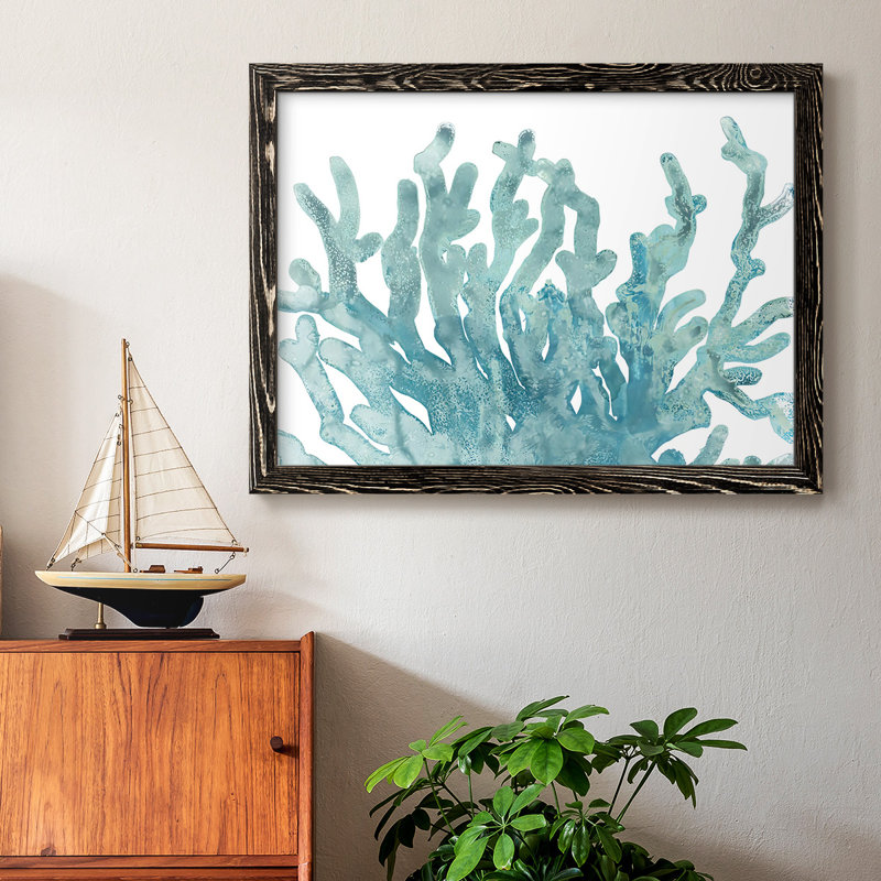 Blue Macro Coral III, reproduction d'art sur toile, H 26 po x l 38 po, Noir