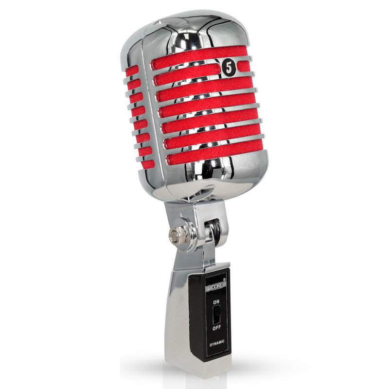 5 Core Vintage Microphone Classic Dynamic Professional XLR Studio Retro Style Mic, Red