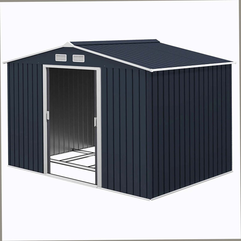 Remise de rangement extérieure spacieuse, remise à outils en métal, H 109 po x l 76,8 po x P 75,5 po, Gris foncé