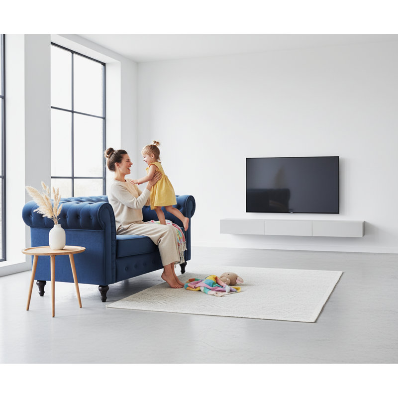 Chesterfield tufted Loveseat, Dark Blue