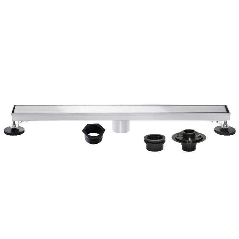 Kingston Brass Watercourse 48-Inch Stainless Steel Linear Shower Drain With Flange And Hair Trap, Matte Black