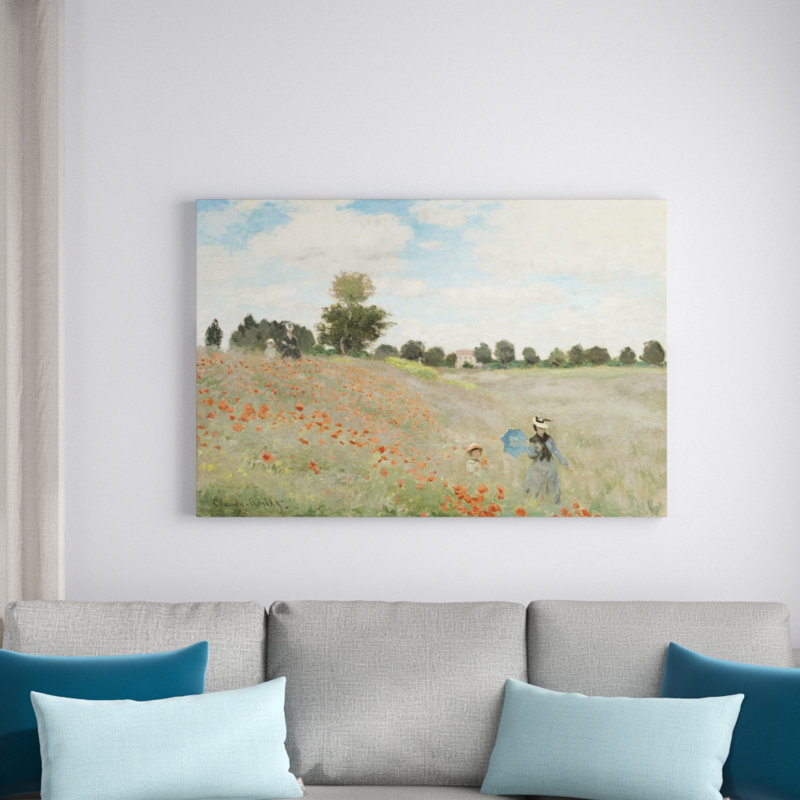 Poppies by Claude Monet - 1 Piece Wrapped Canvas Wall Art, 77cm H x 114cm W