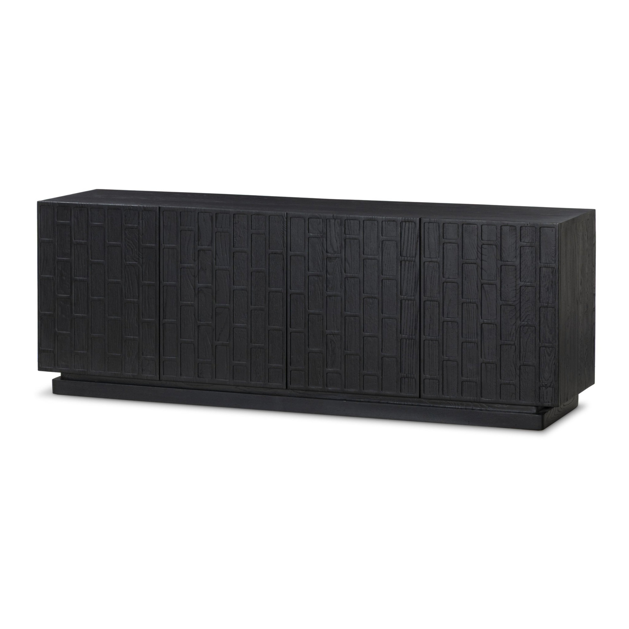 Asbury Media Console-Light Wash Oak, Black Oak