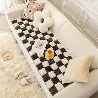  27.6x59.1 Inch Garden Chic Cotton Sofa Seat Pad, Black