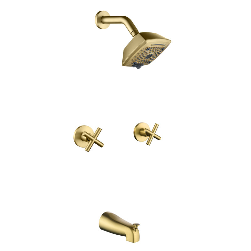 2 Handle Shower Faucet Set With Tub Spout 6-spray Shower Head And Handle Set Shower Trim Kit With Rough-in Valve Bathroom Shower Faucet Valve Trim Kit