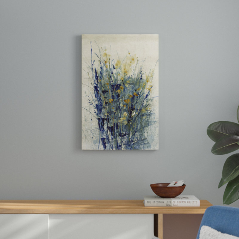 Indigo Floral II by Timothy O' Toole - Painting, 30cm H x 20cm W, Wrapped Canvas