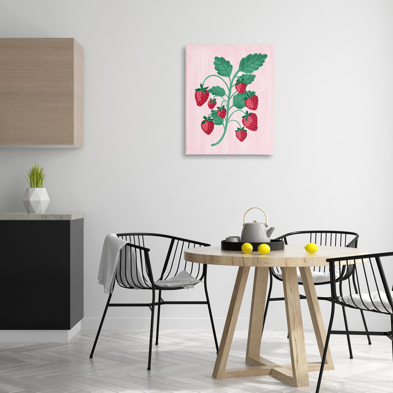  Fresh Strawberries Branch Canvas Wall Art by Aralma, 30" H x 24" W