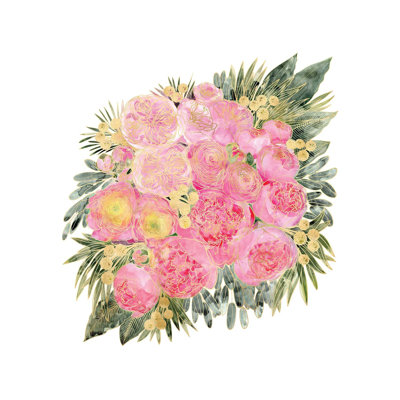 Rekka Floral Bouquet With Peonies In Pink by Blursbyai - Gallery-Wrapped Canvas Giclée on Canvas