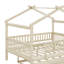 Full size wooden house bed with trundle-1443605072