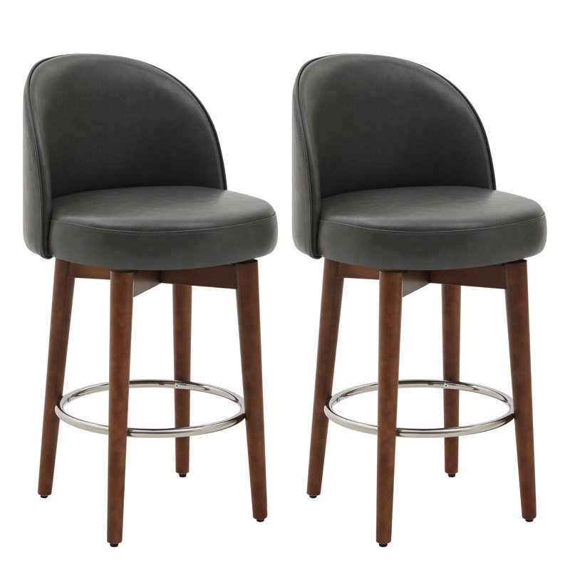 Brandlyn 26.4'' Swivel Counter Stool, Retro Gray