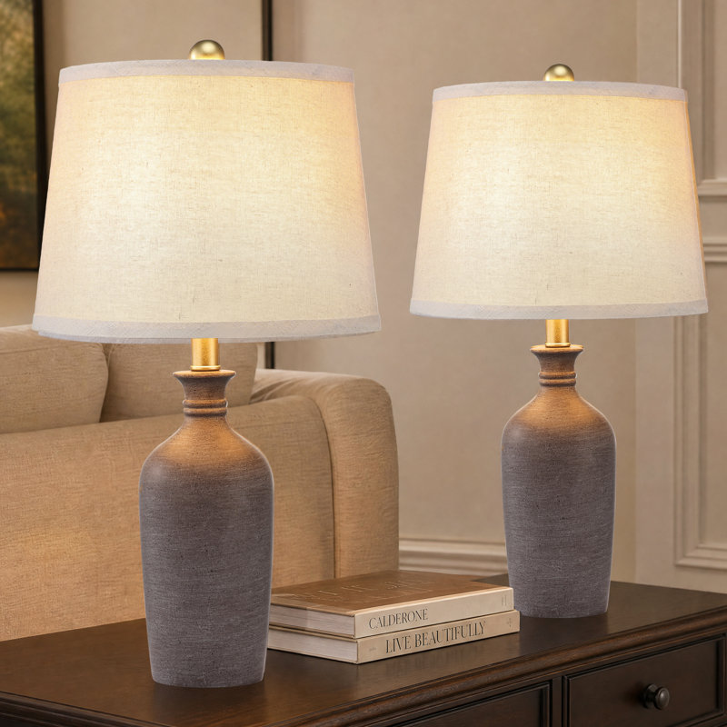 Ensemble de lampes de table en céramique de 23 po ChenJoss, convient aux chambres à coucher, aux salons, aux bureaux et aux bureaux (ensemble de 2)