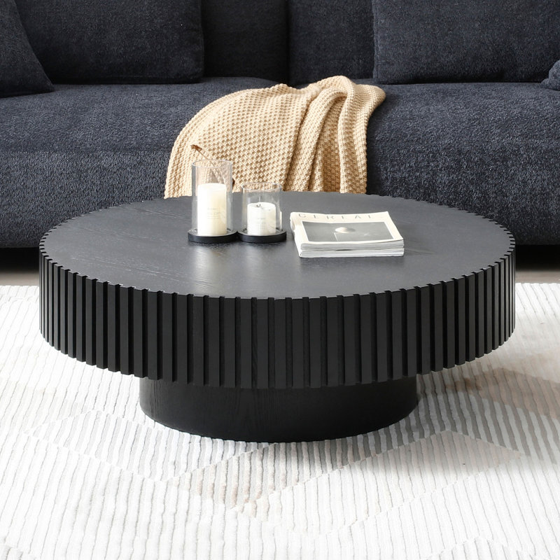 Petite table basse ronde de 35,43 po, Noir