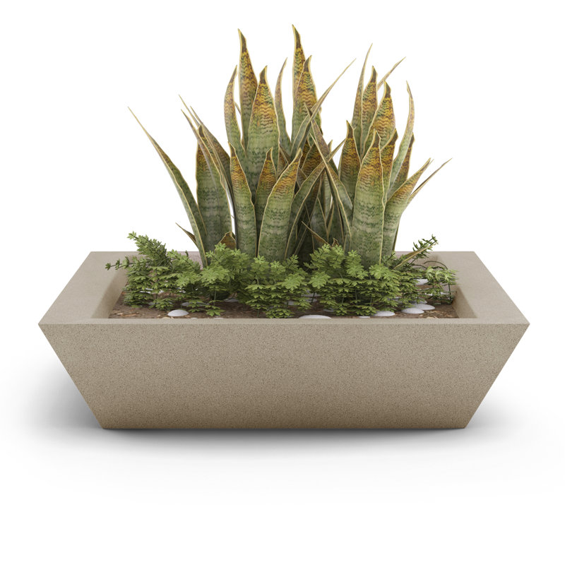 Newport Shallow Concrete Planter , Smokey Blue, 6" H x 24" W x 24" D